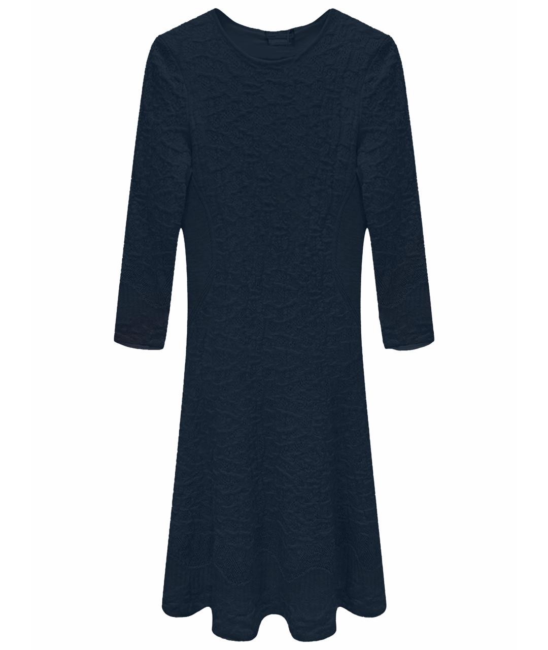 FERRAGAMO Темно-синее шерстяное повседневное платье, фото 1