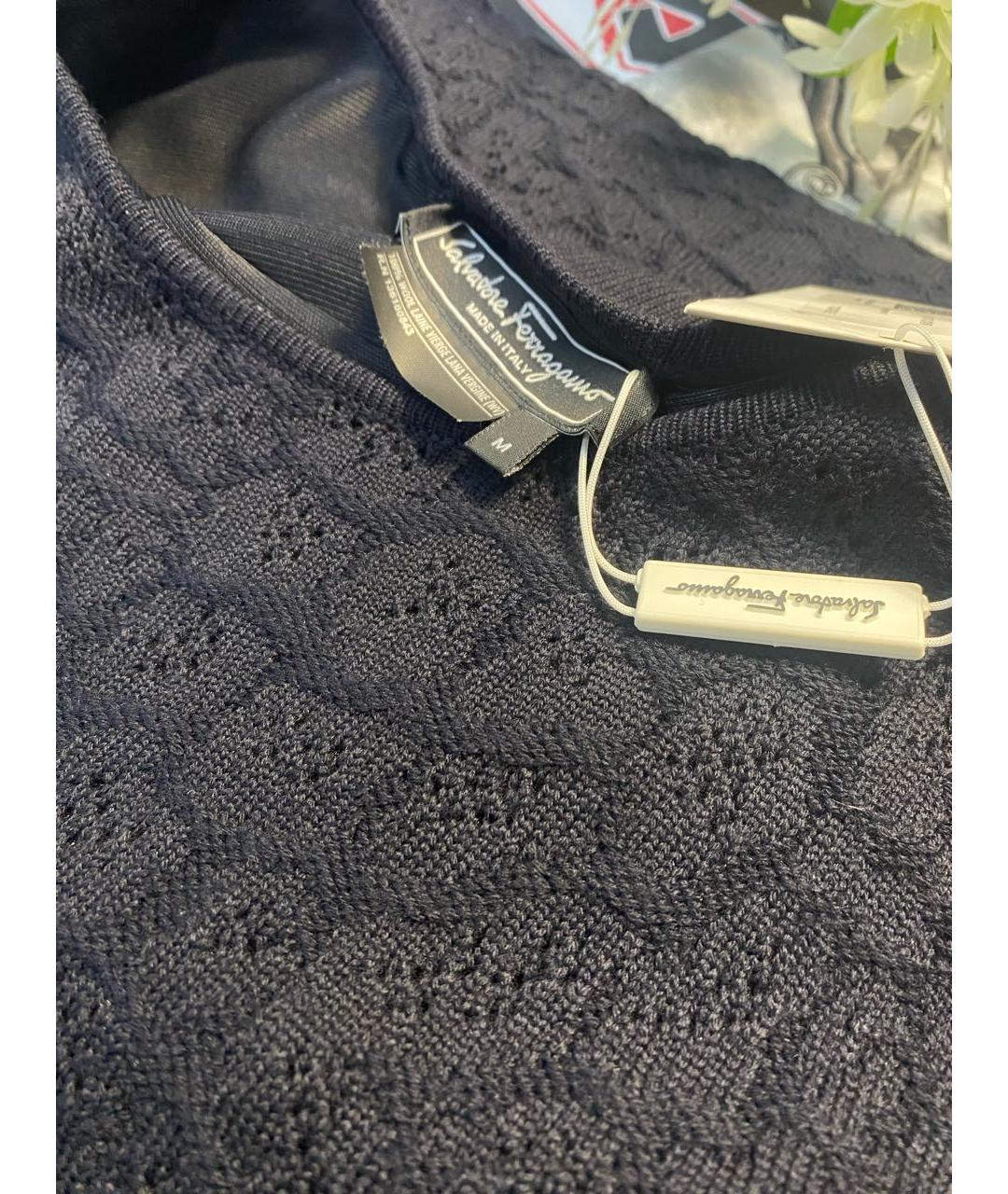 FERRAGAMO Темно-синее шерстяное повседневное платье, фото 4