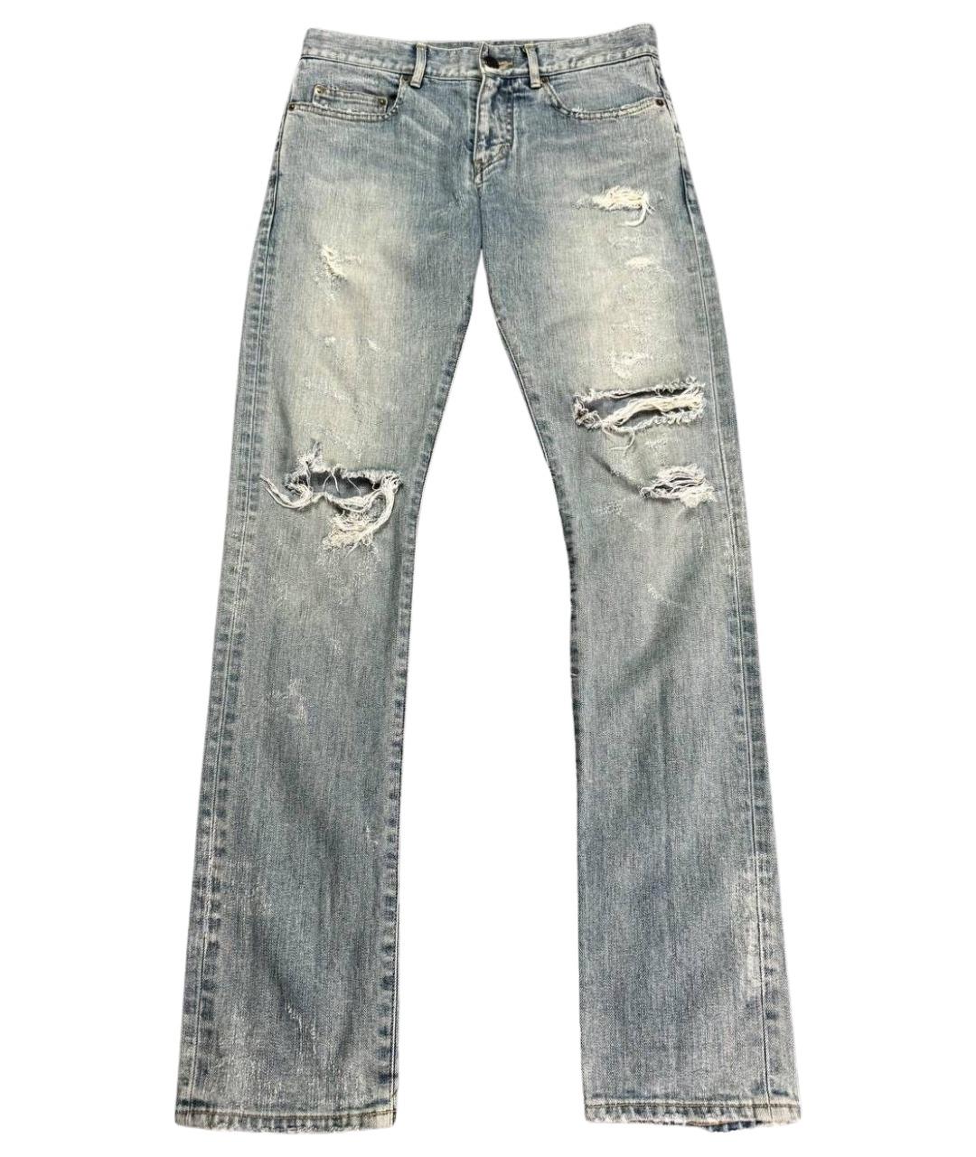 SAINT LAURENT Голубые хлопковые джинсы скинни, фото 1