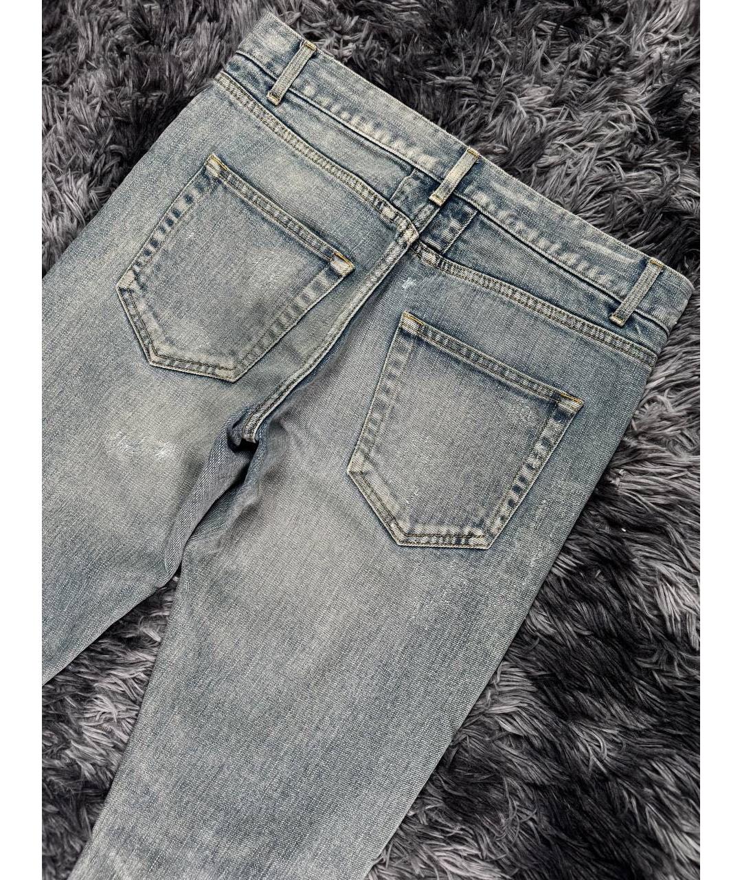 SAINT LAURENT Голубые хлопковые джинсы скинни, фото 2