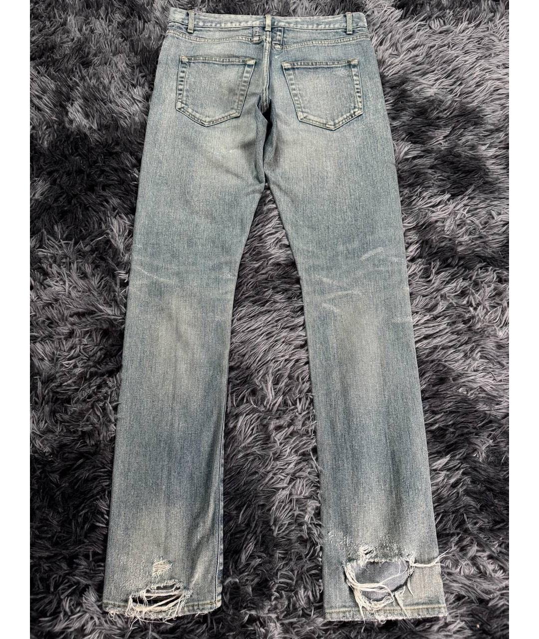 SAINT LAURENT Голубые хлопковые джинсы скинни, фото 3