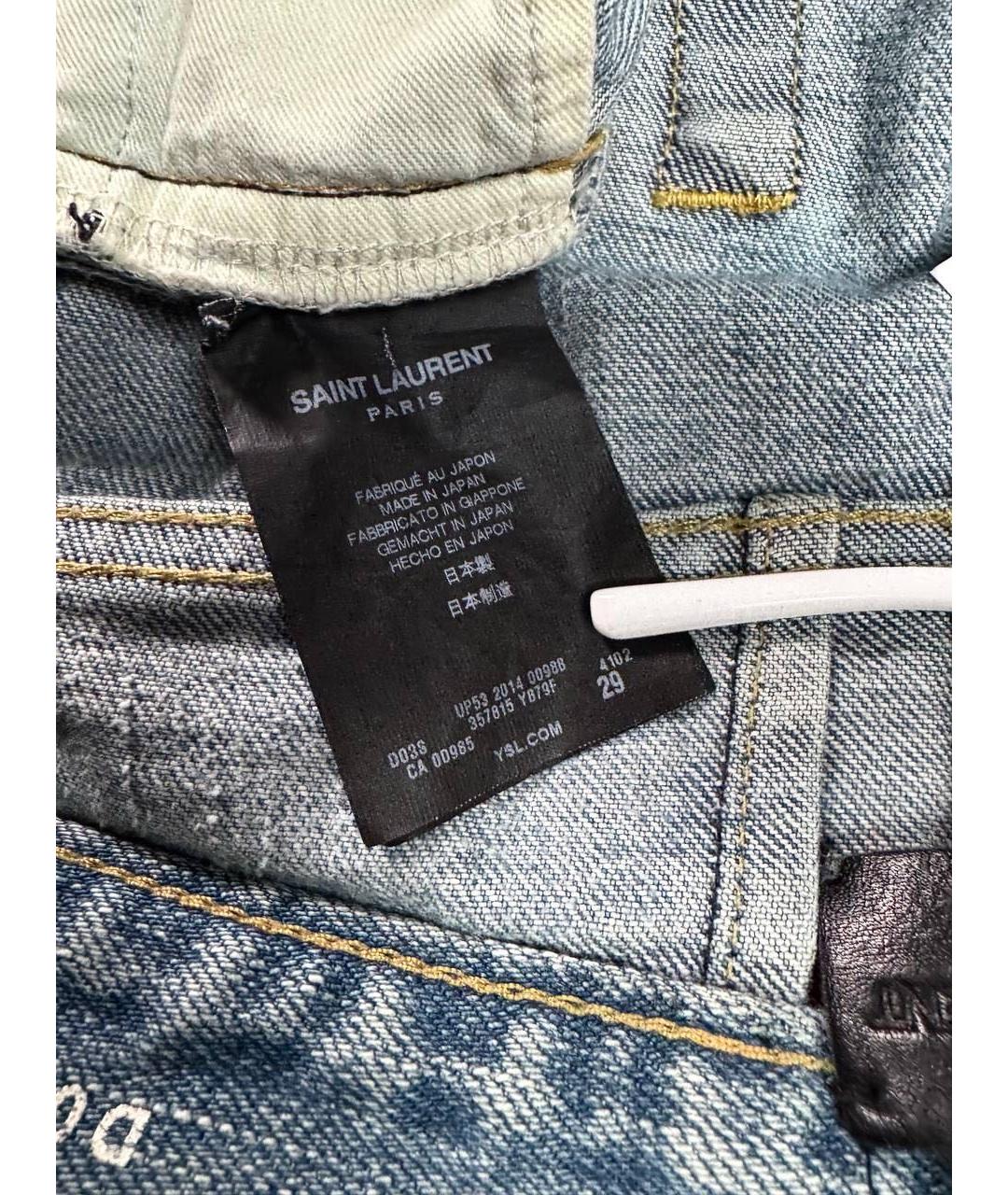 SAINT LAURENT Голубые хлопковые джинсы скинни, фото 6