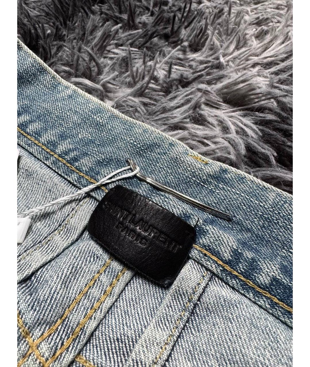 SAINT LAURENT Голубые хлопковые джинсы скинни, фото 5