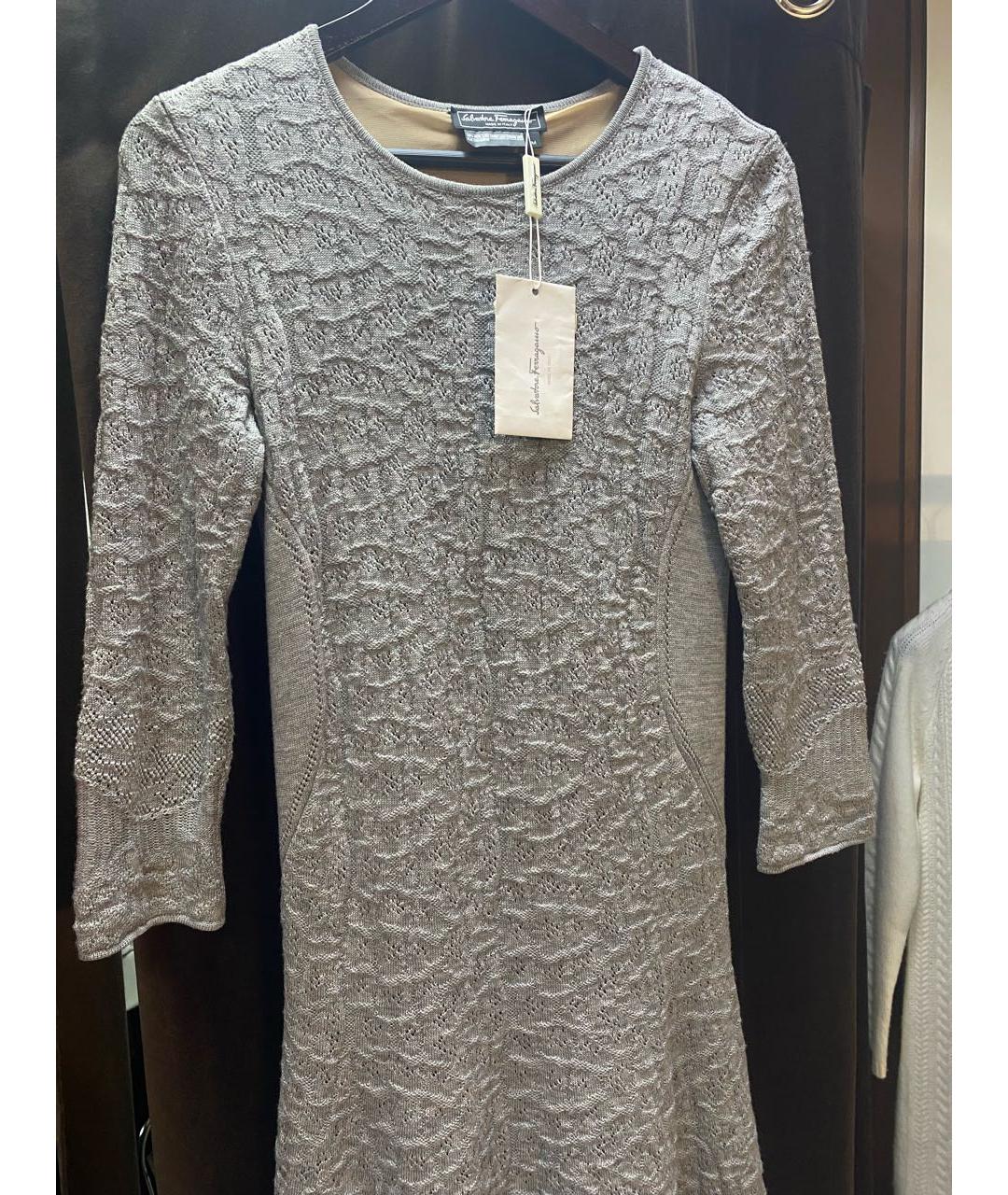 FERRAGAMO Серое шерстяное повседневное платье, фото 2