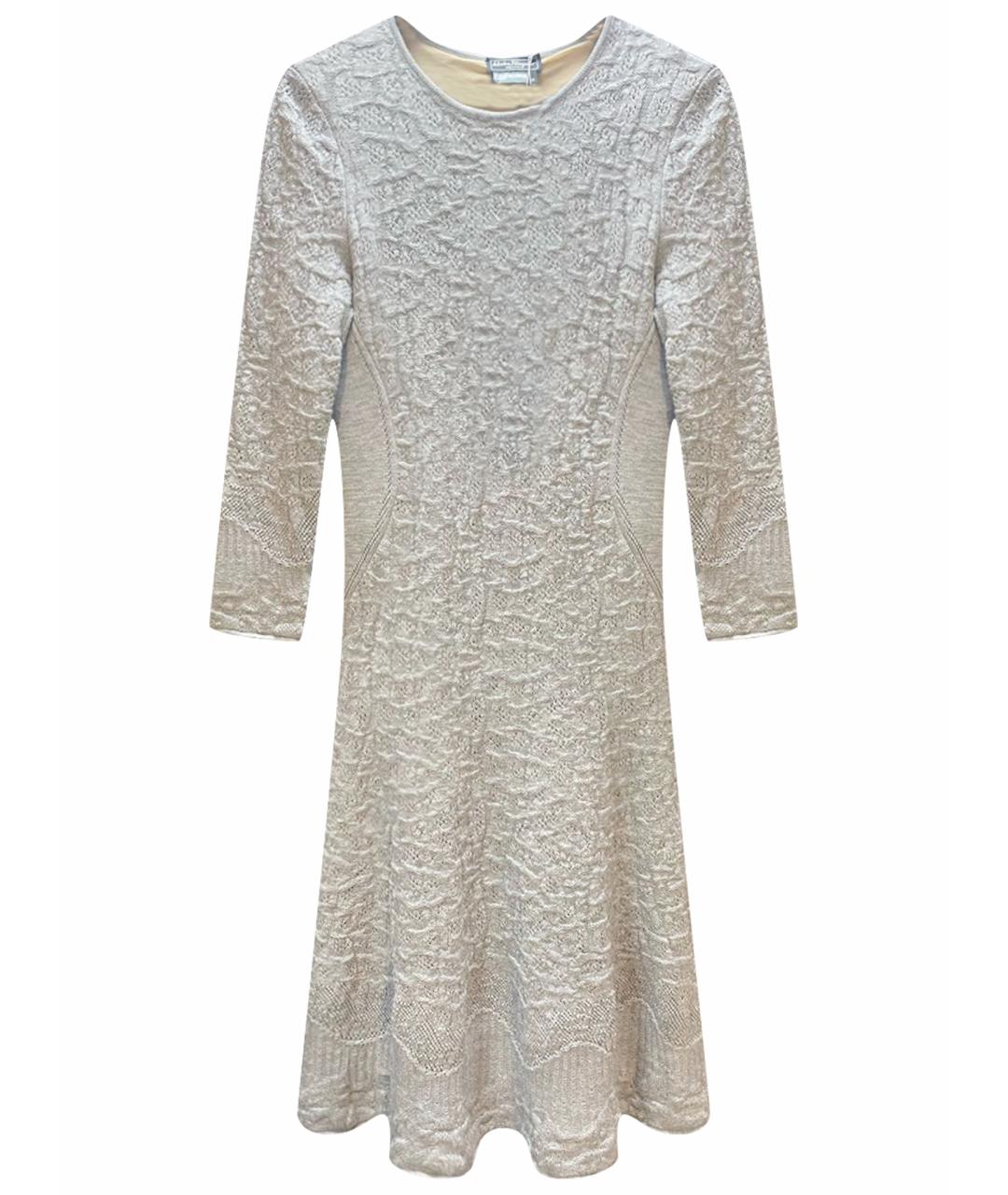 FERRAGAMO Серое шерстяное повседневное платье, фото 1