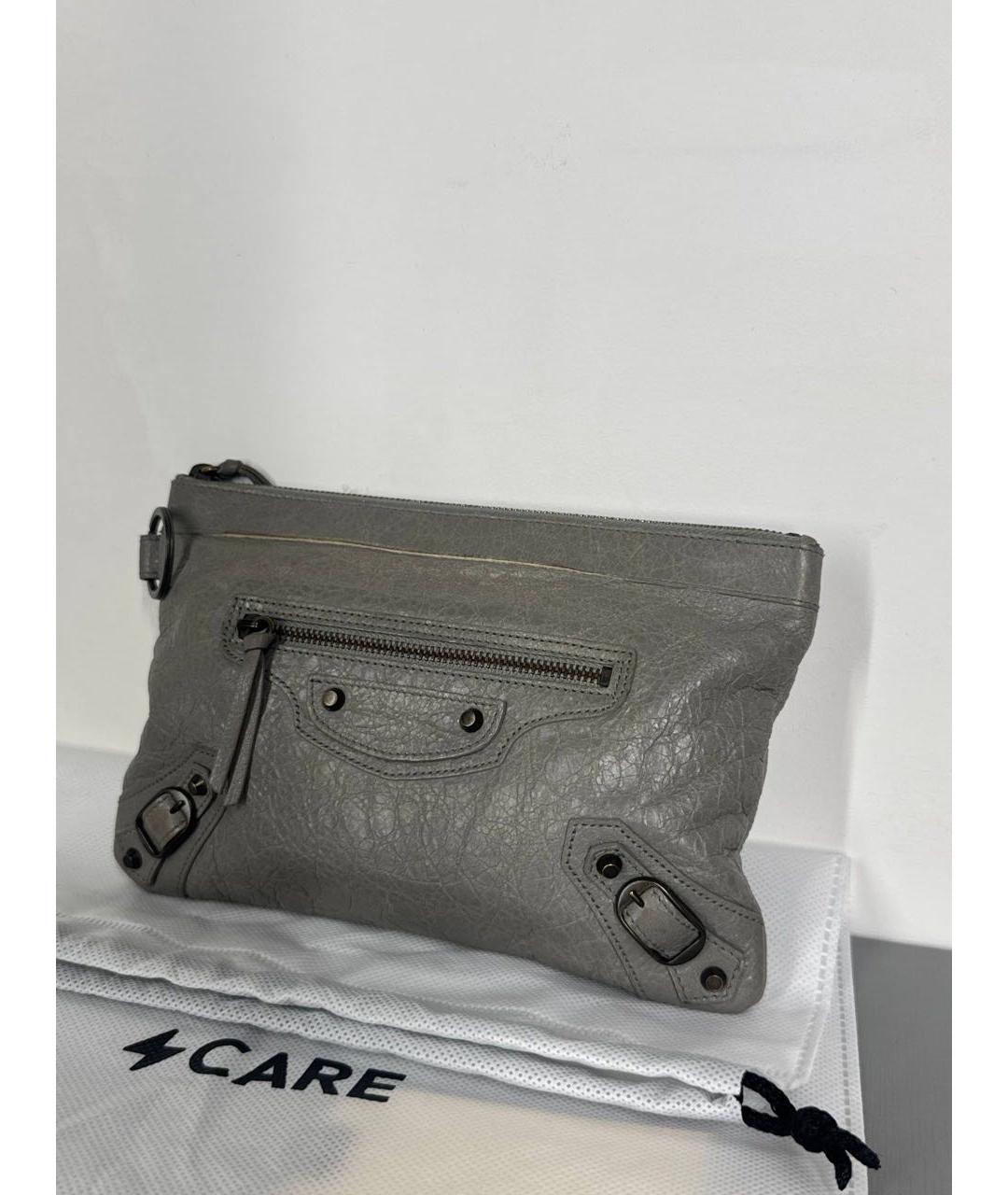 BALENCIAGA Антрацитовая кожаная барсетка, фото 2