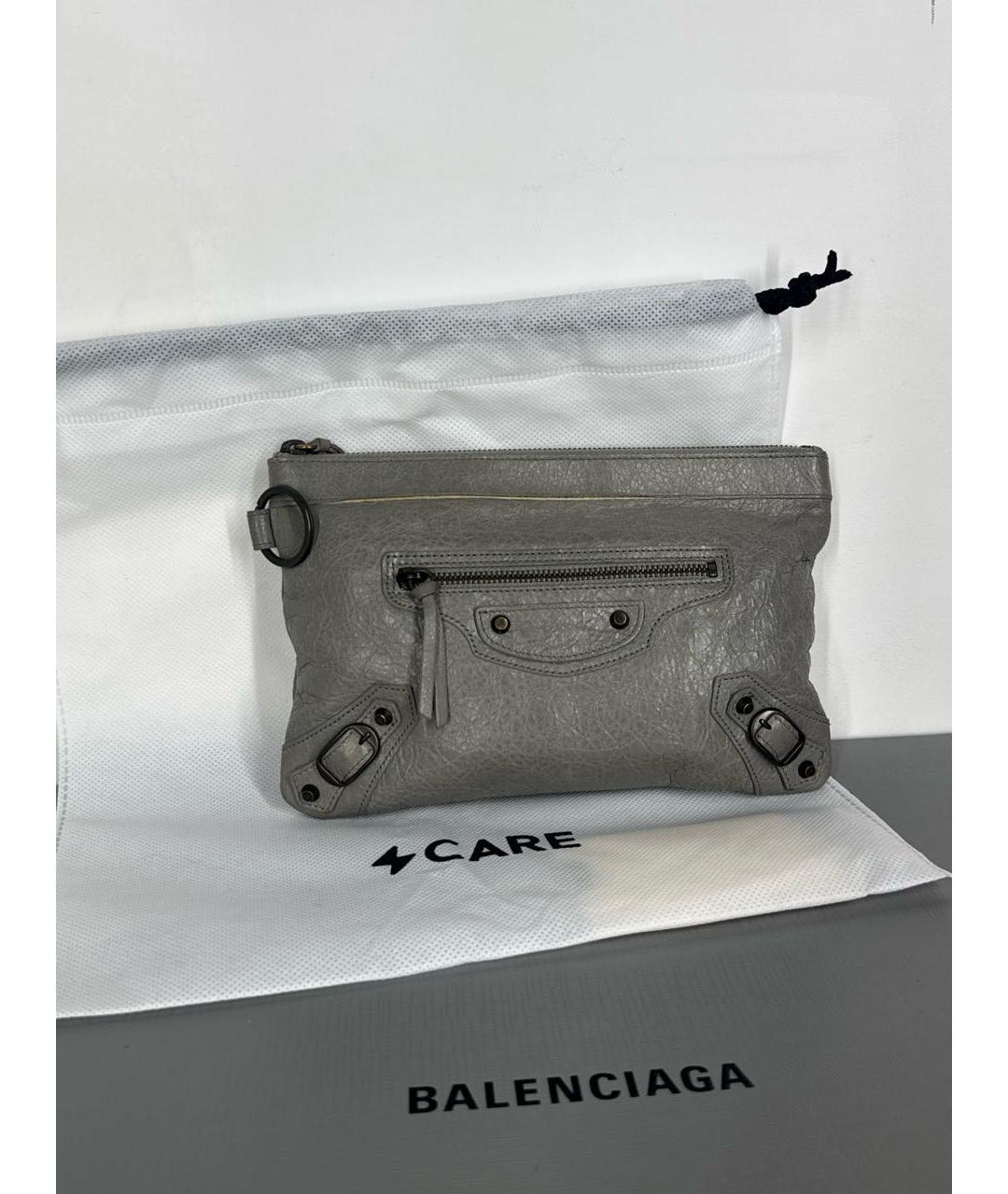 BALENCIAGA Антрацитовая кожаная барсетка, фото 5