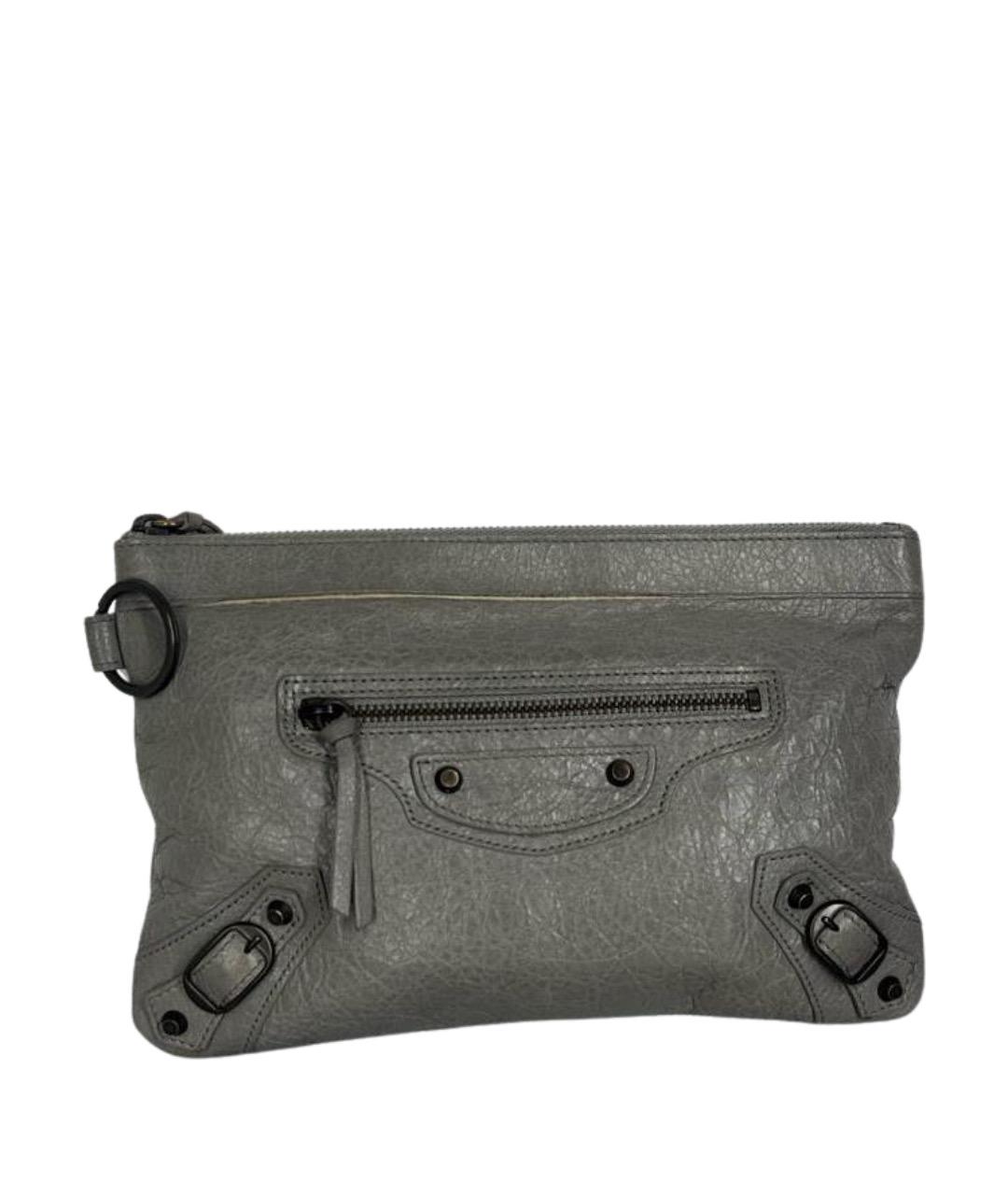 BALENCIAGA Антрацитовая кожаная барсетка, фото 1