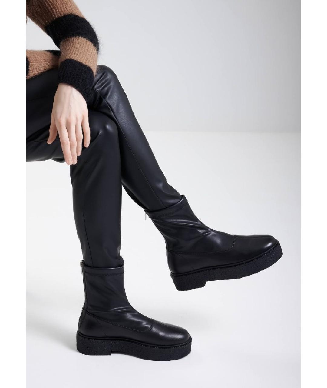 MAX MARA Черные кожаные полусапоги, фото 7