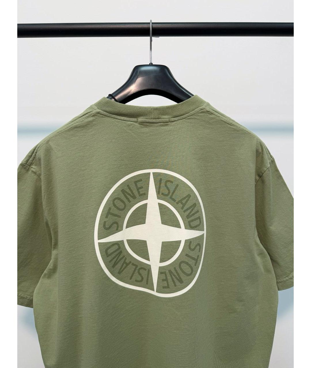 STONE ISLAND Зеленая хлопковая футболка, фото 4