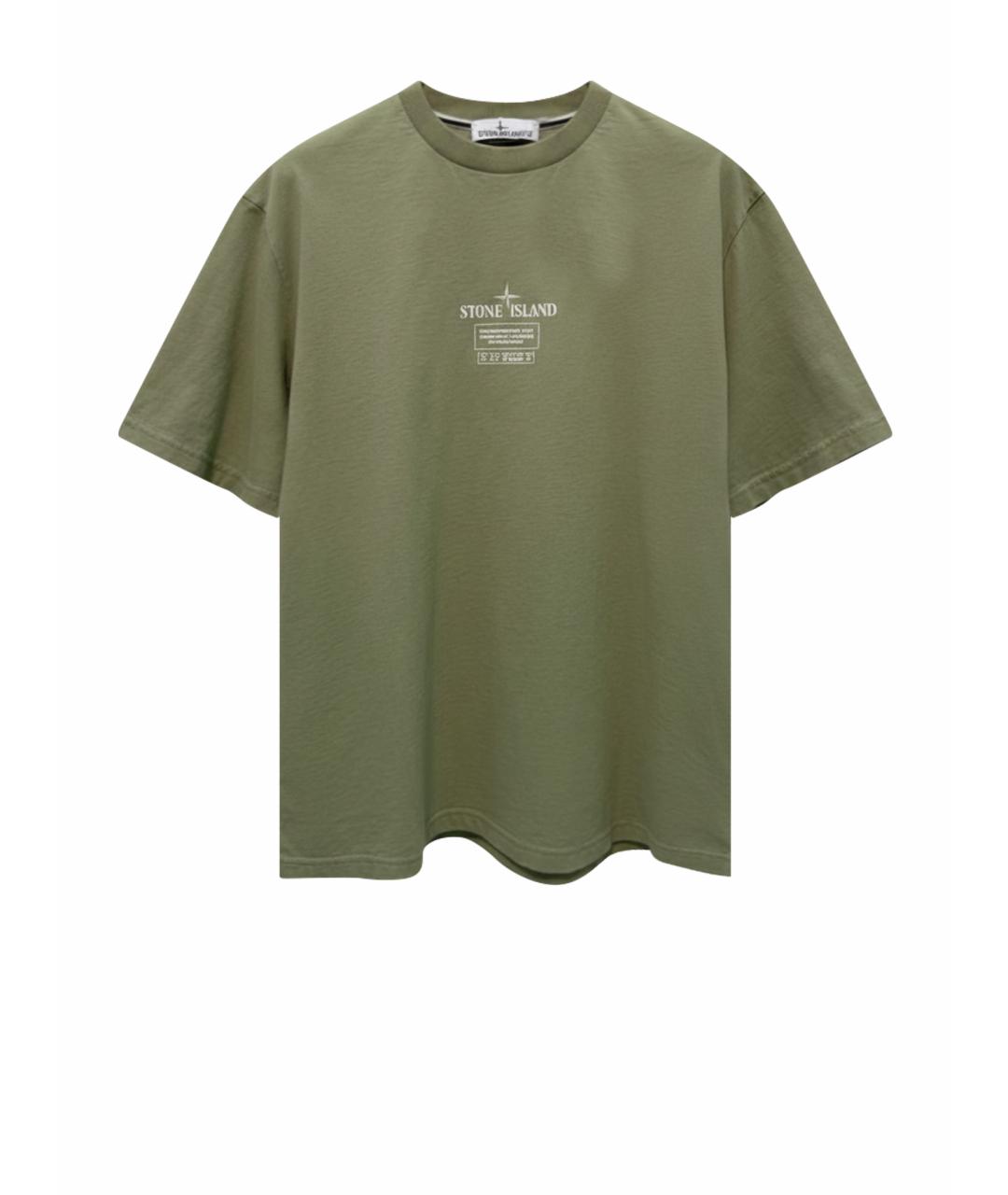STONE ISLAND Зеленая хлопковая футболка, фото 1