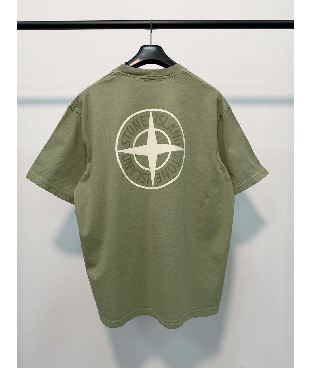 STONE ISLAND Зеленая хлопковая футболка, фото 3