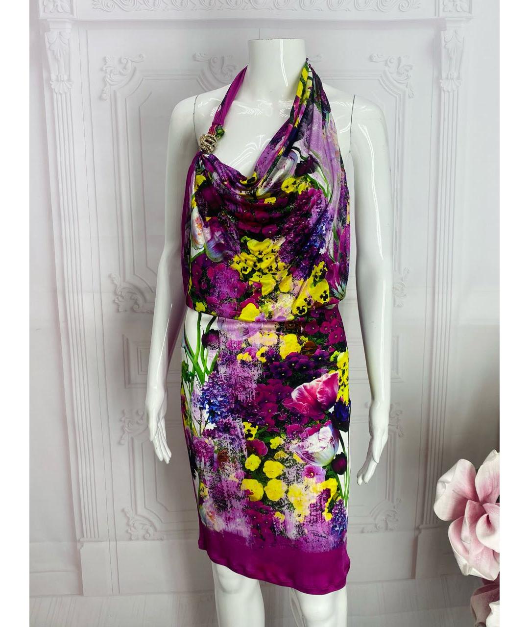 ROBERTO CAVALLI Мульти вискозное коктейльное платье, фото 5