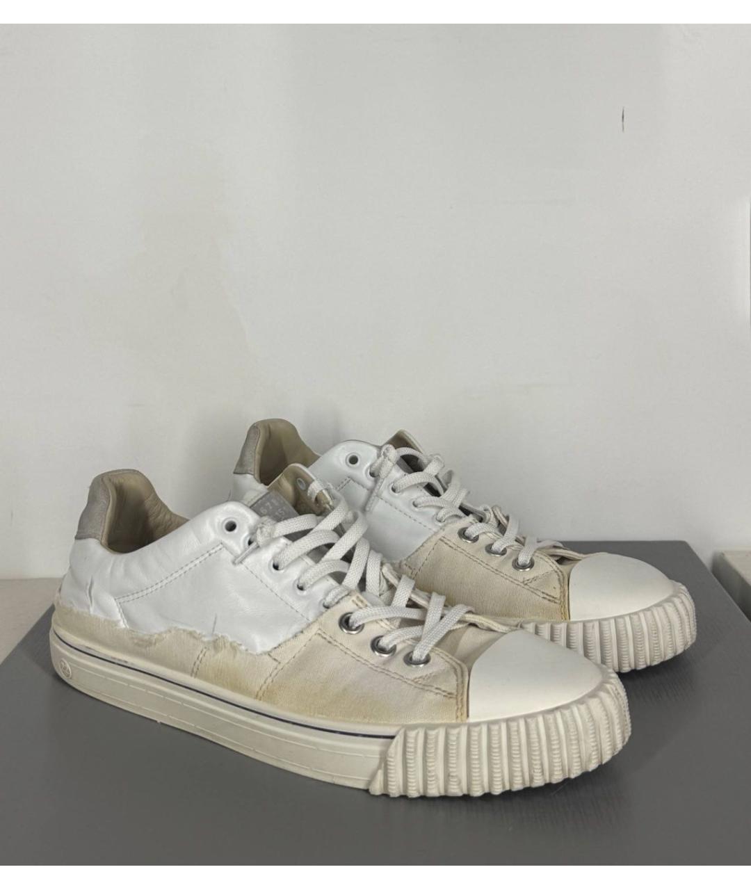 MAISON MARGIELA Белые кожаные низкие кроссовки / кеды, фото 2