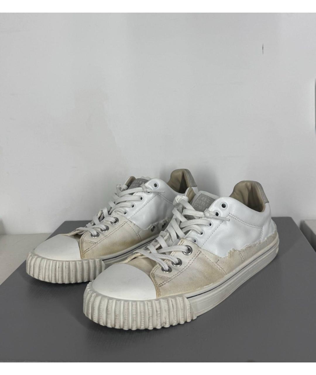 MAISON MARGIELA Белые кожаные низкие кроссовки / кеды, фото 4