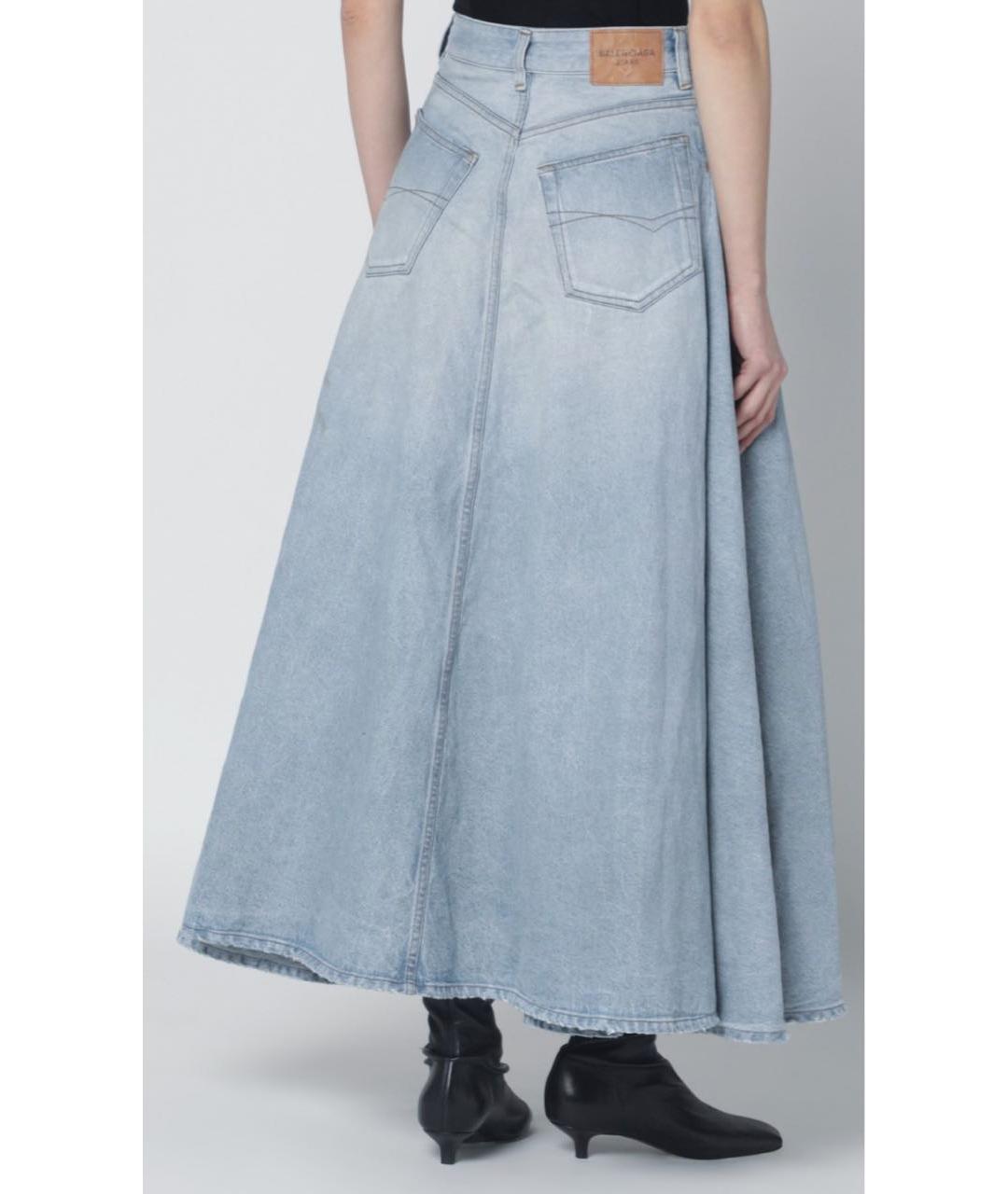 BALENCIAGA Голубая хлопковая юбка макси, фото 4