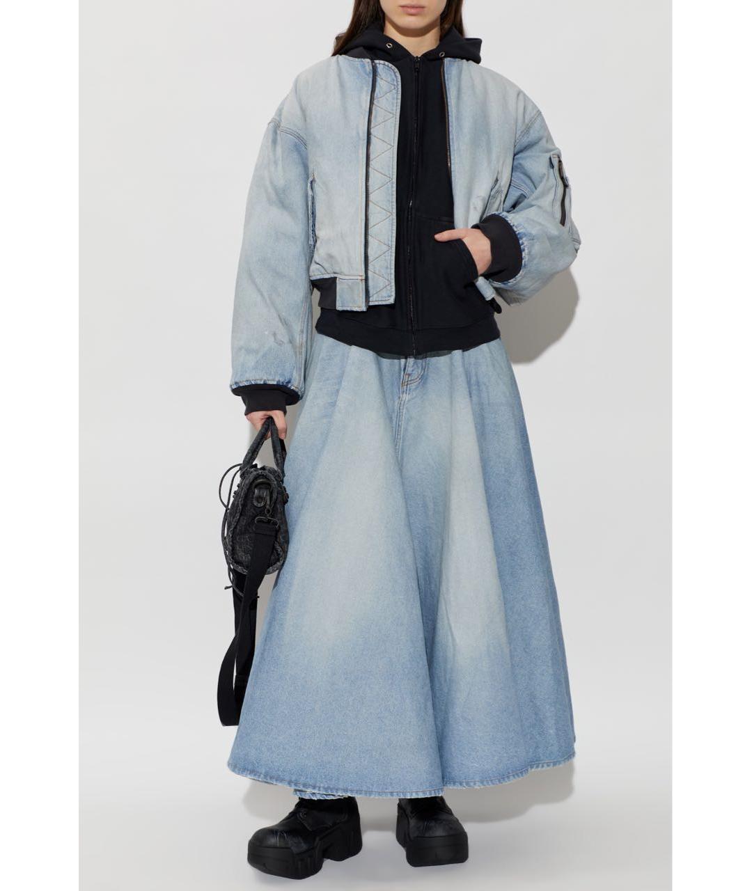 BALENCIAGA Голубая хлопковая юбка макси, фото 7