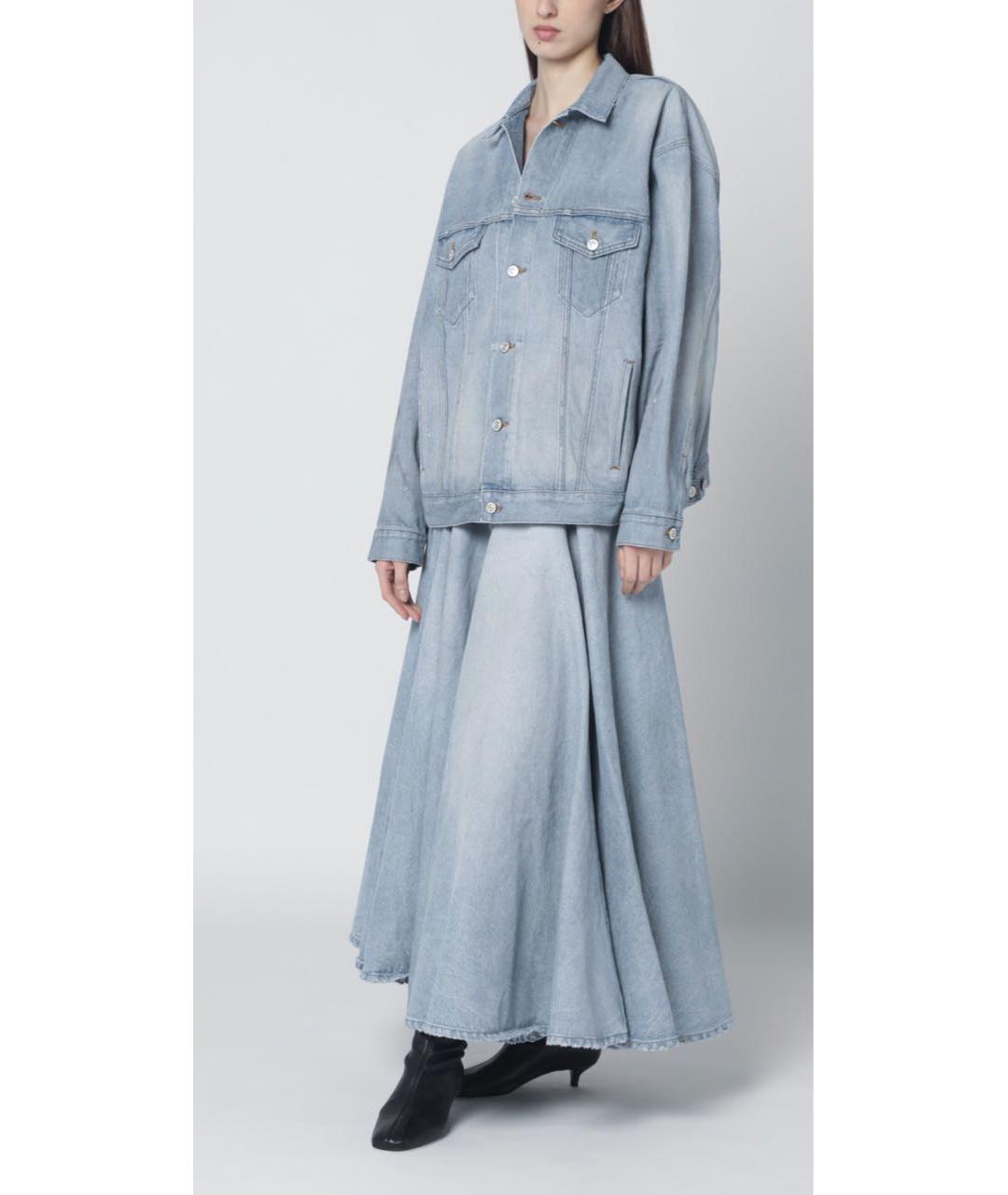 BALENCIAGA Голубая хлопковая юбка макси, фото 6