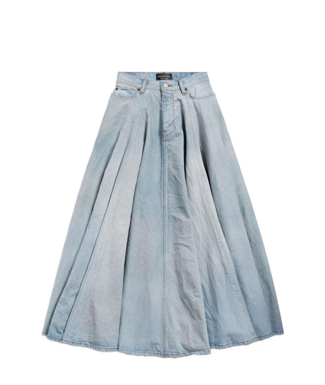 BALENCIAGA Голубая хлопковая юбка макси, фото 1