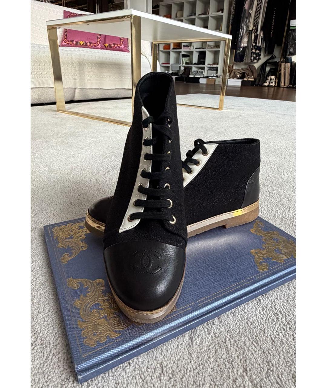 CHANEL Черные кожаные кеды, фото 5