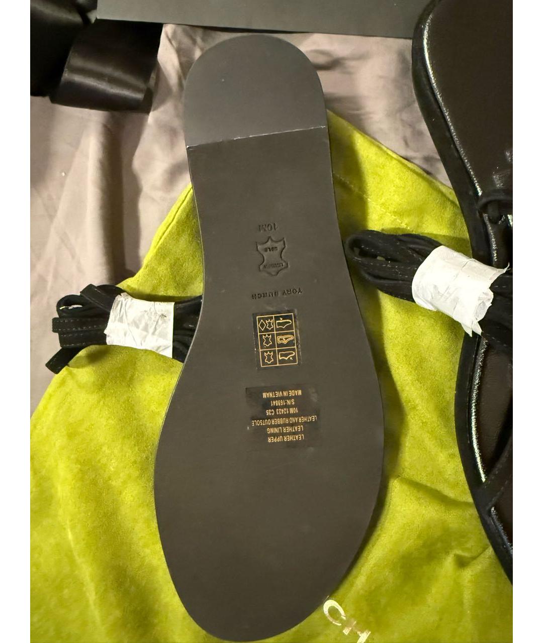 TORY BURCH Черные кожаные сандалии, фото 6