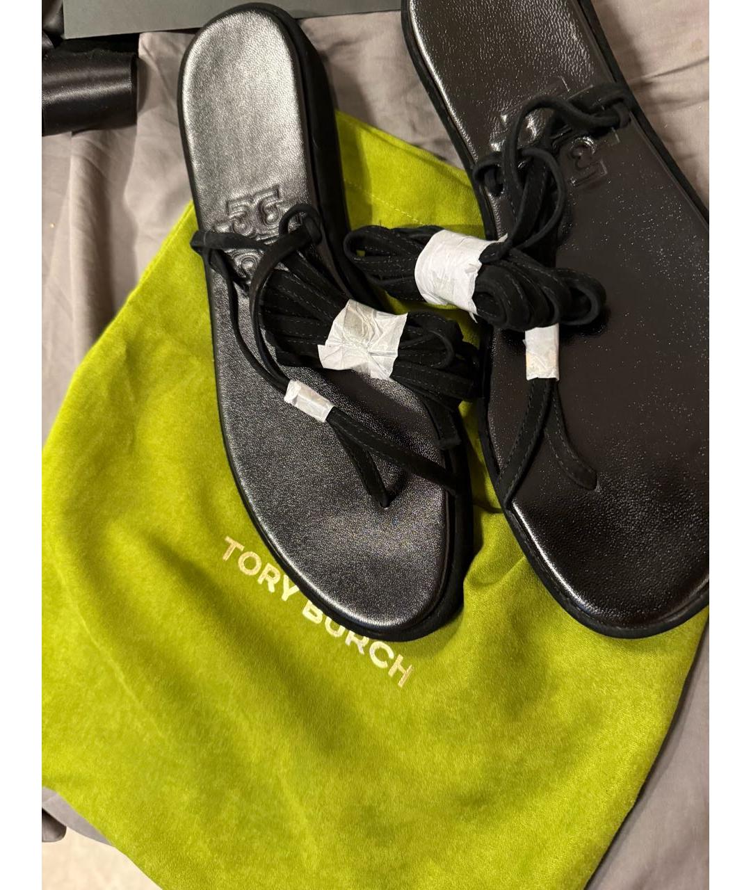 TORY BURCH Черные кожаные сандалии, фото 5