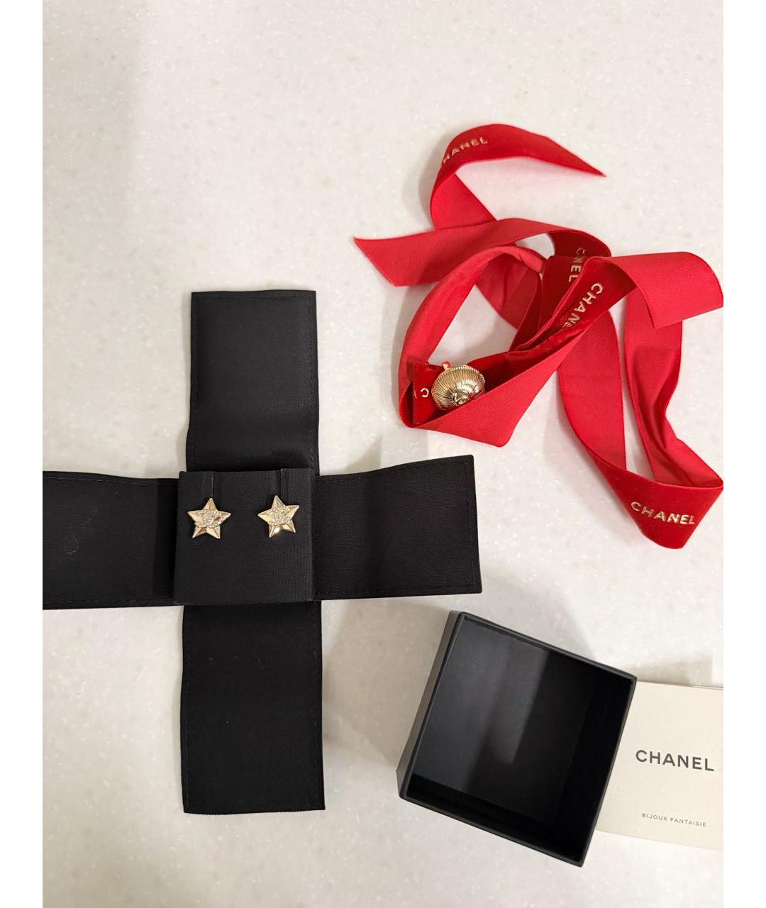 CHANEL Золотые металлические серьги, фото 2