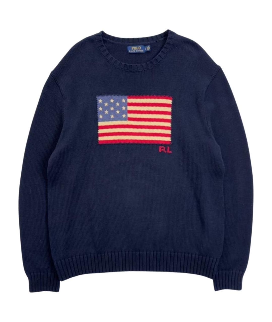 POLO RALPH LAUREN Темно-синий хлопковый джемпер / свитер, фото 1