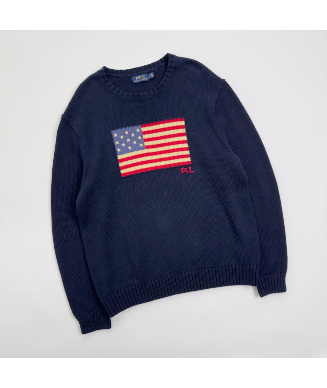 POLO RALPH LAUREN Темно-синий хлопковый джемпер / свитер, фото 6