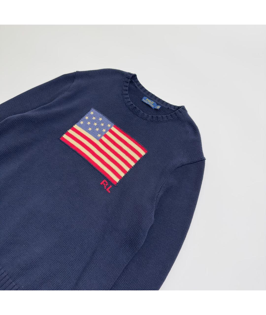 POLO RALPH LAUREN Темно-синий хлопковый джемпер / свитер, фото 3