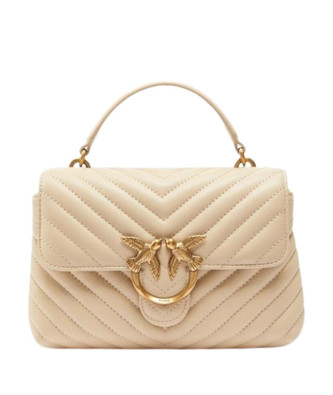 PINKO Бежевая кожаная сумка через плечо, фото 1