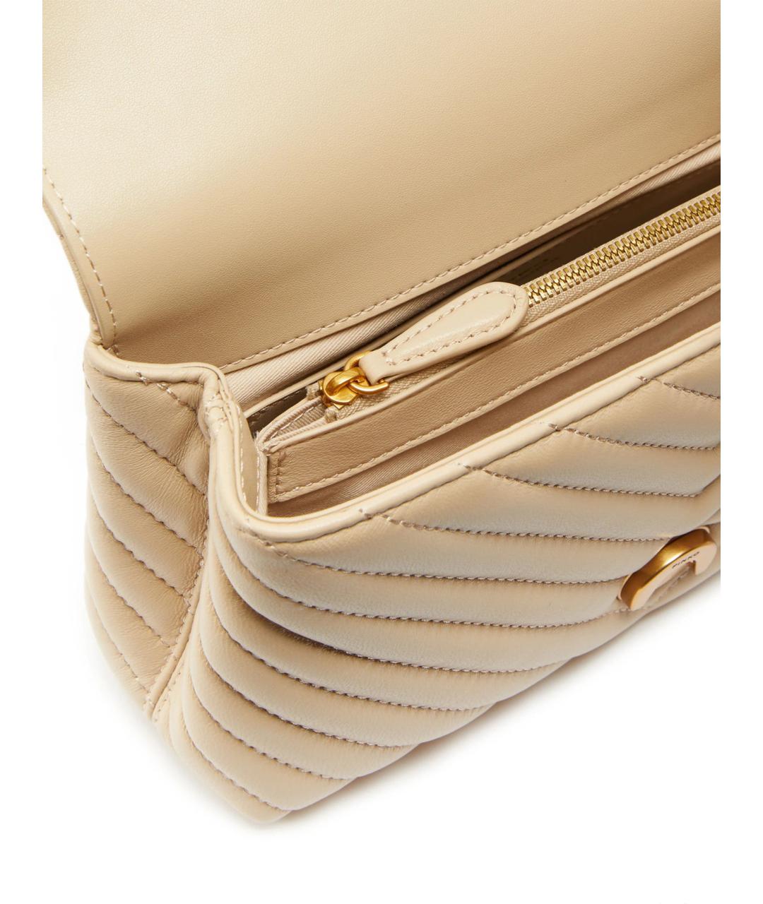 PINKO Бежевая кожаная сумка через плечо, фото 3