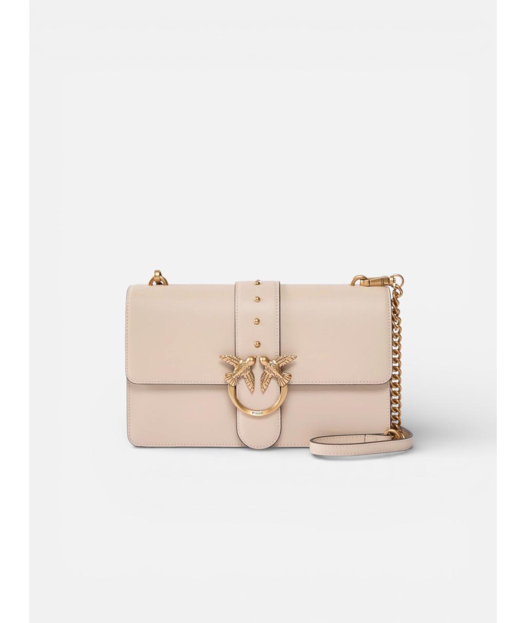 PINKO Бежевая кожаная сумка через плечо, фото 5