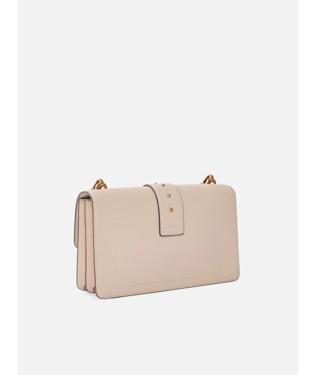 PINKO Бежевая кожаная сумка через плечо, фото 3