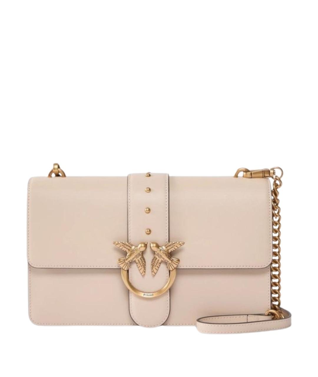 PINKO Бежевая кожаная сумка через плечо, фото 1