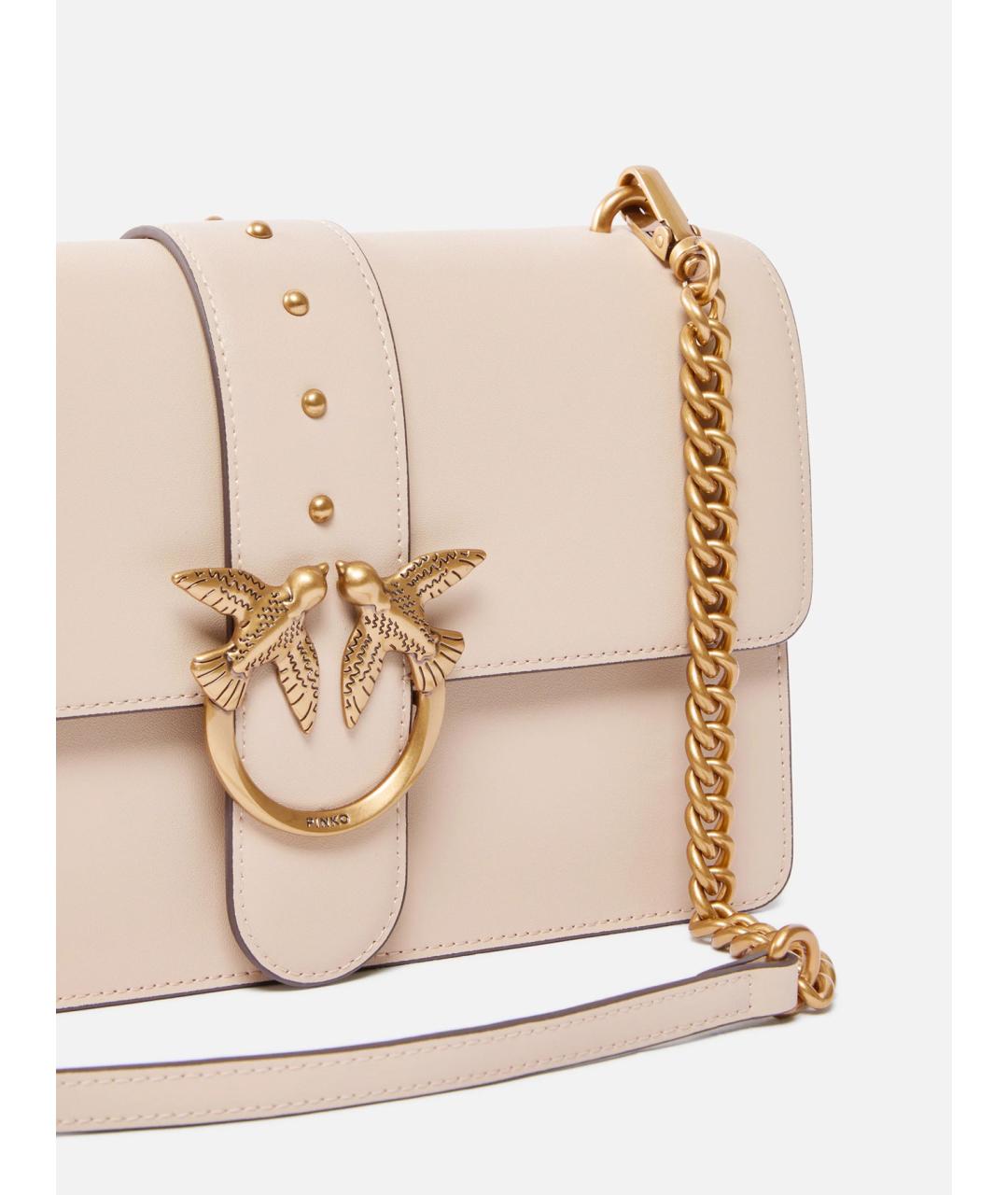 PINKO Бежевая кожаная сумка через плечо, фото 2