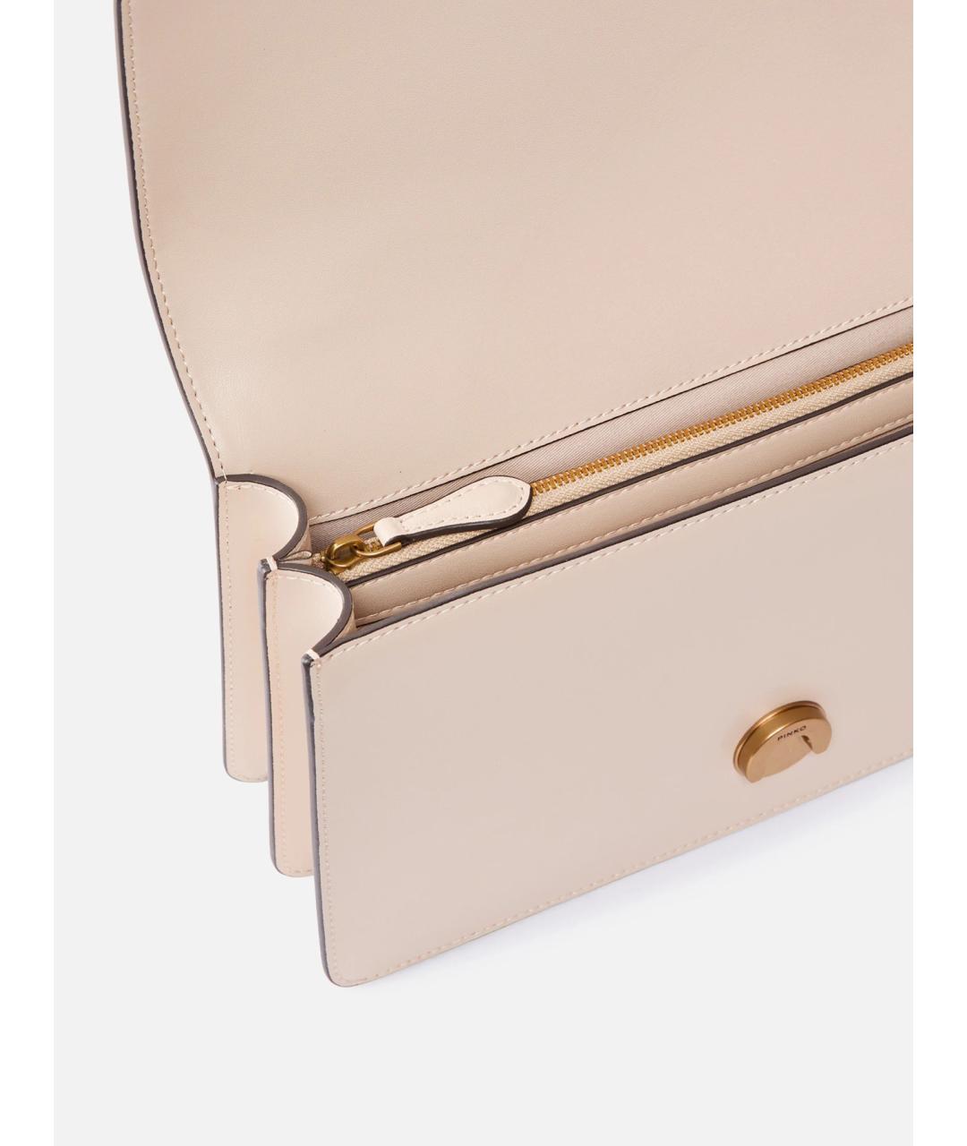 PINKO Бежевая кожаная сумка через плечо, фото 4