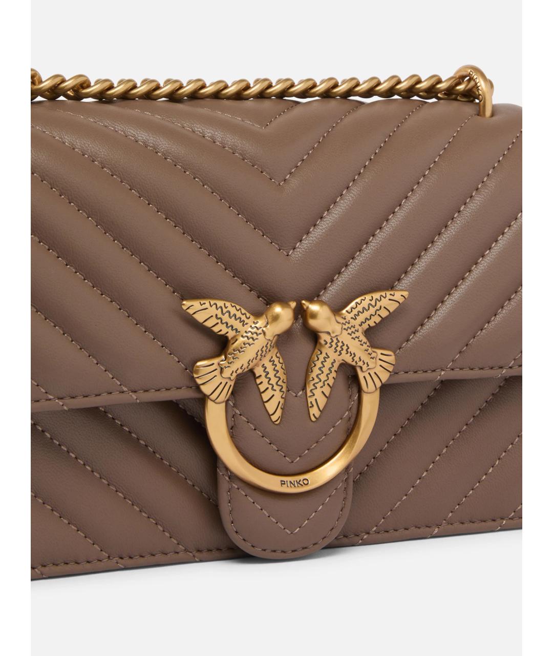 PINKO Коричневая кожаная сумка через плечо, фото 2