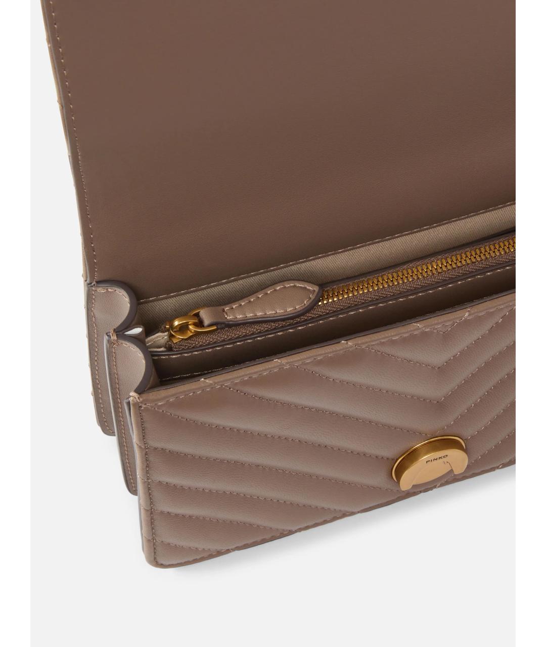 PINKO Коричневая кожаная сумка через плечо, фото 4