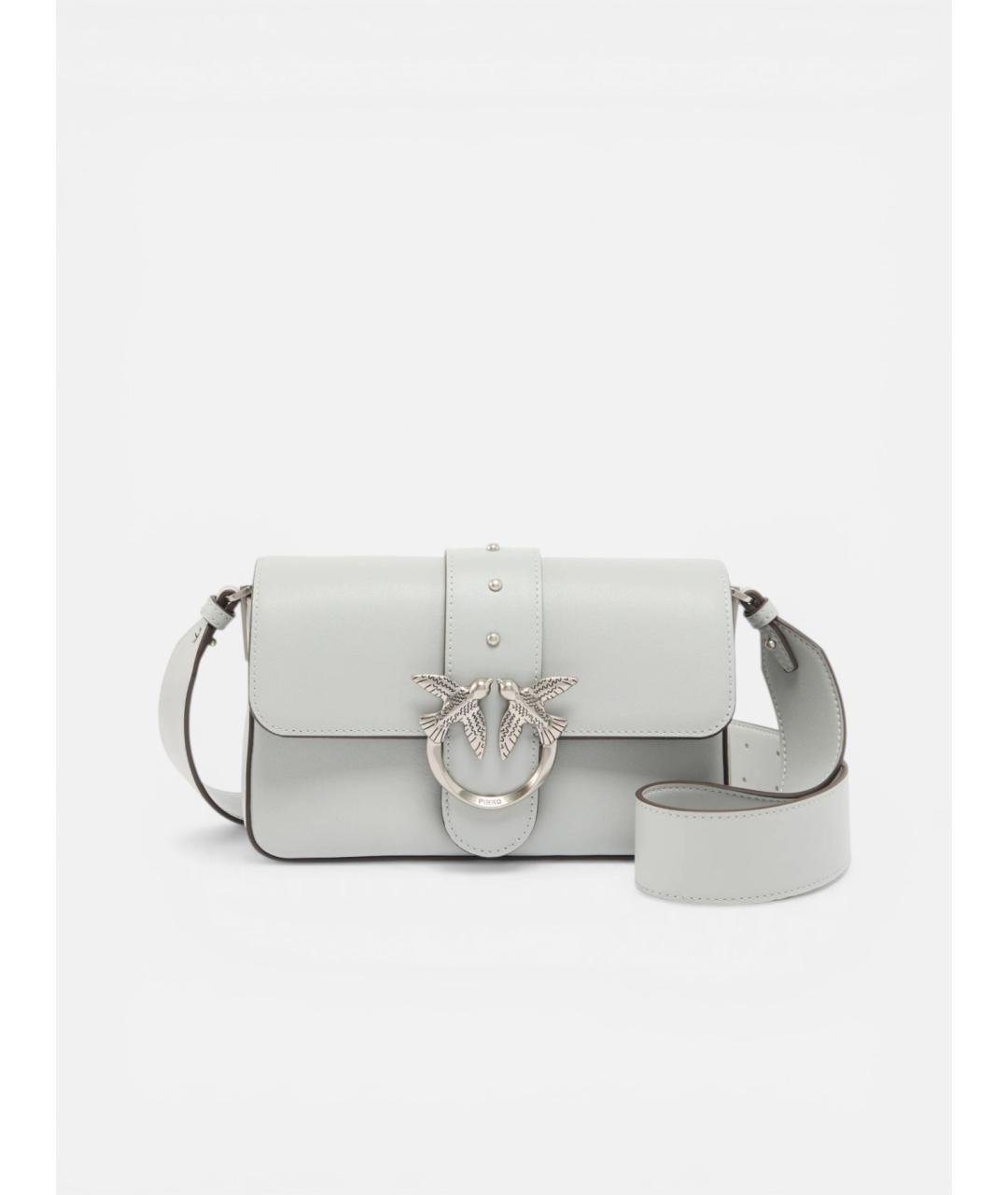 PINKO Серая кожаная сумка через плечо, фото 5