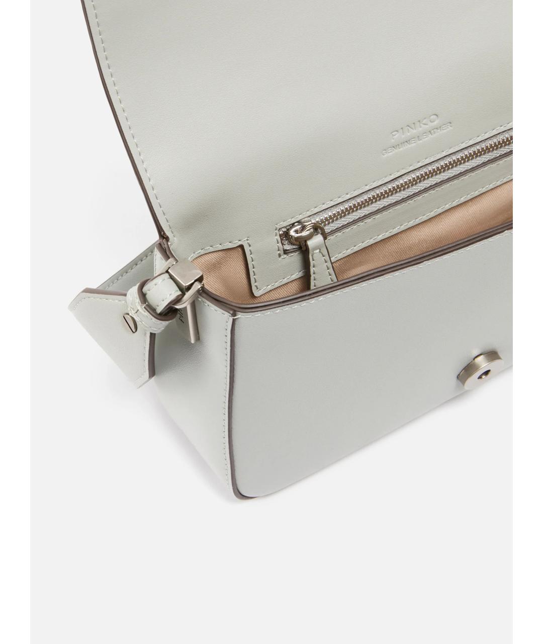 PINKO Серая кожаная сумка через плечо, фото 4