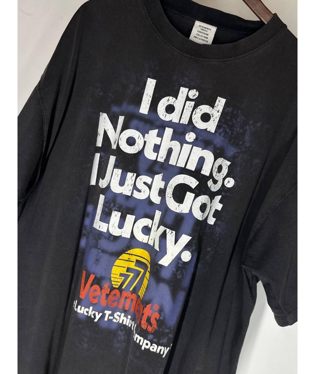 VETEMENTS Черная хлопковая футболка, фото 3