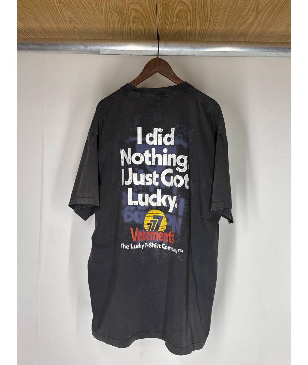 VETEMENTS Черная хлопковая футболка, фото 2