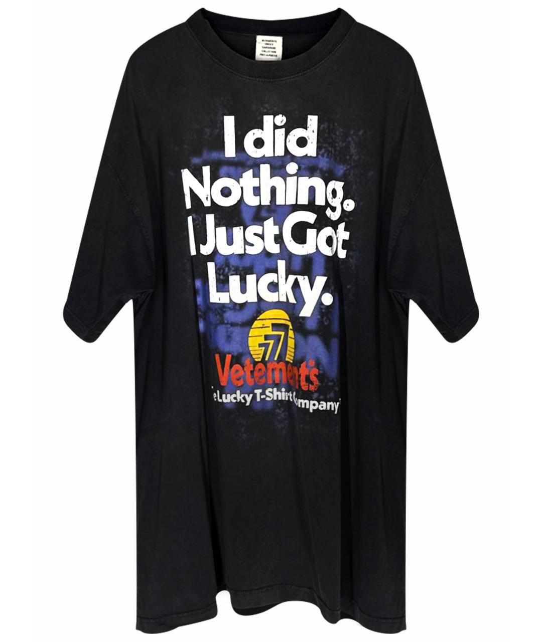 VETEMENTS Черная хлопковая футболка, фото 1