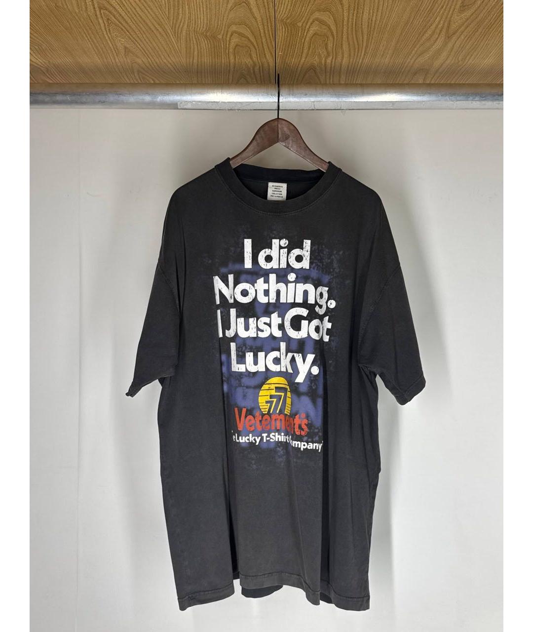 VETEMENTS Черная хлопковая футболка, фото 5