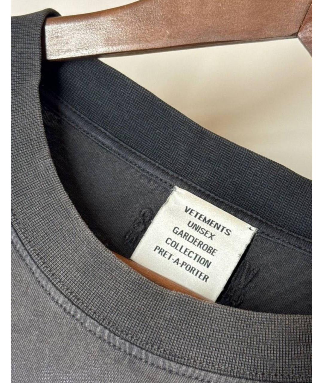 VETEMENTS Черная хлопковая футболка, фото 4