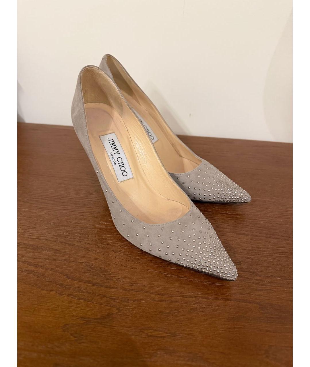 JIMMY CHOO Бежевые замшевые туфли, фото 3