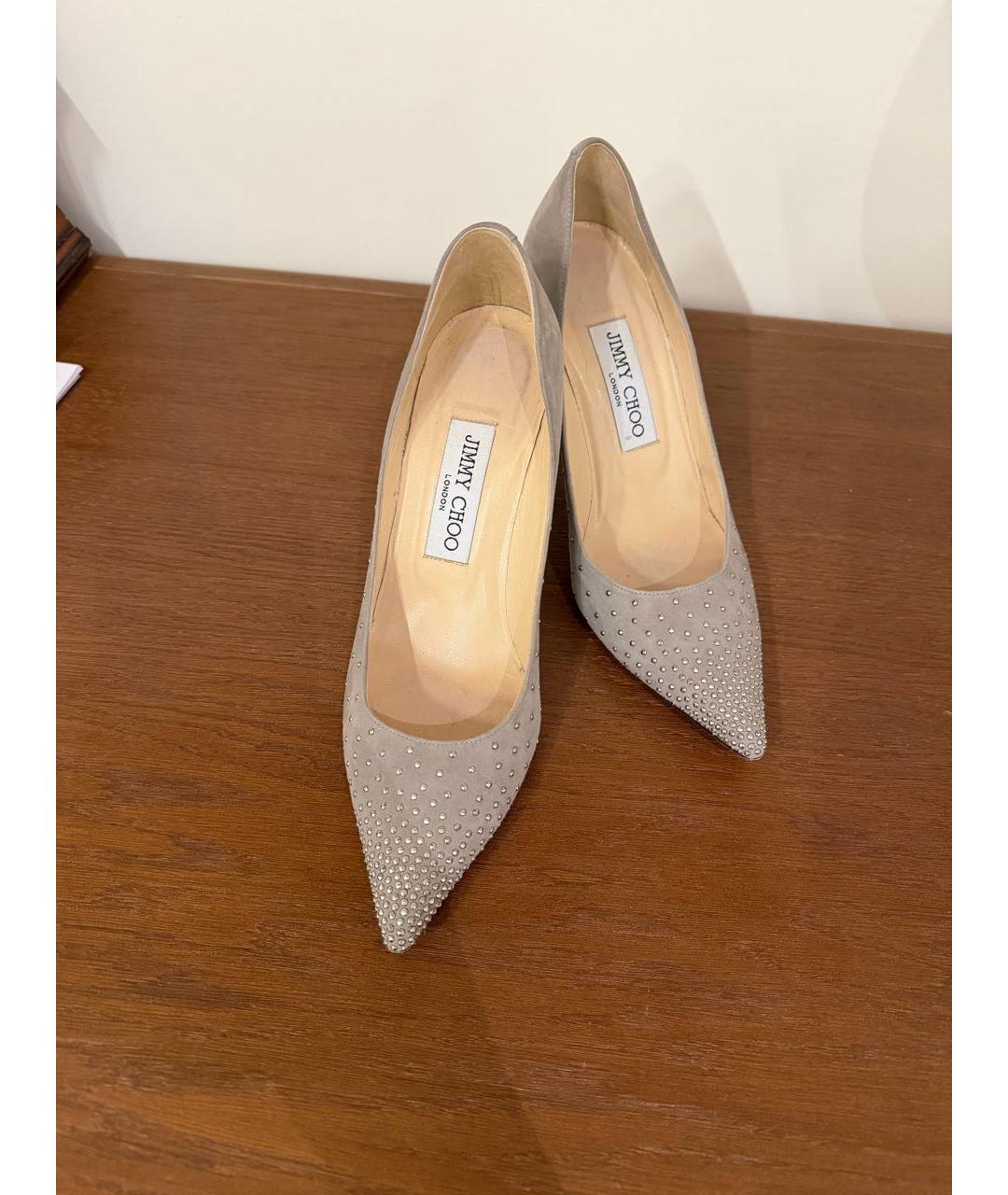 JIMMY CHOO Бежевые замшевые туфли, фото 2