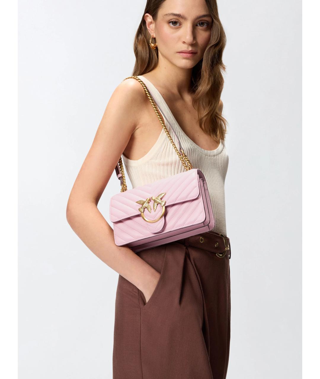 PINKO Розовая кожаная сумка через плечо, фото 2