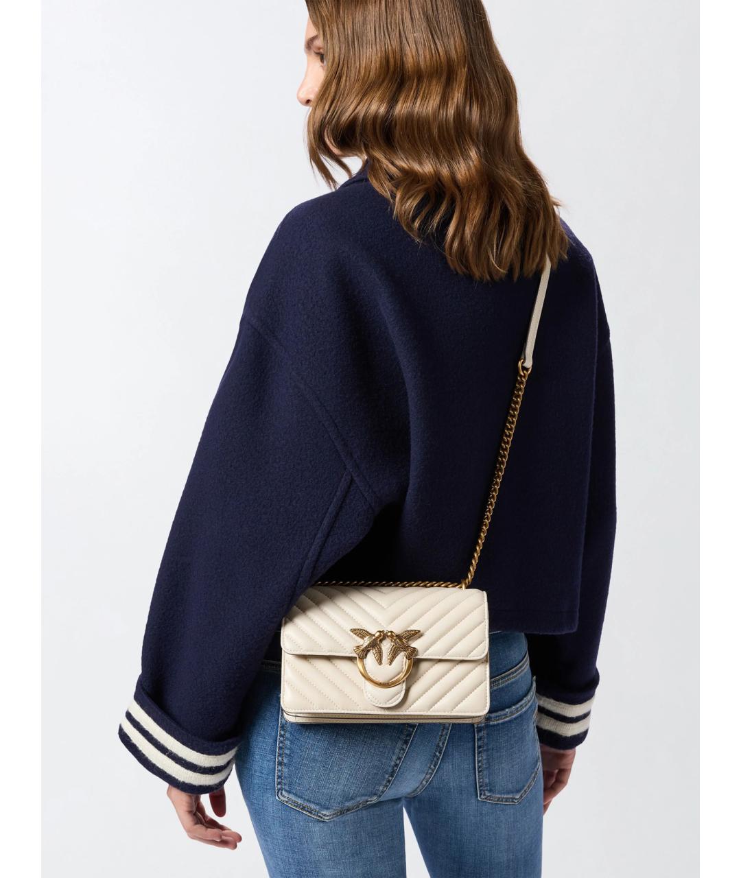 PINKO Бежевая хлопковая сумка через плечо, фото 2